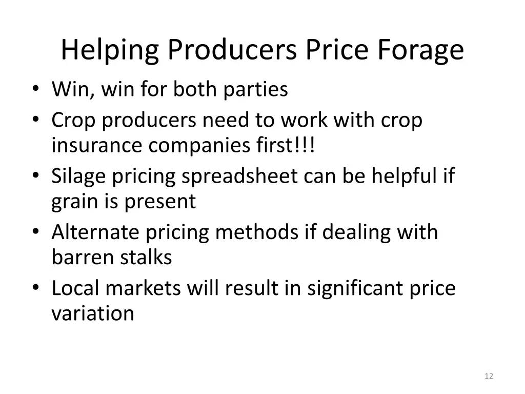 helping producers price forage win win for both