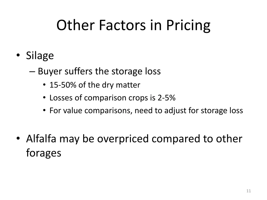 other factors in pricing