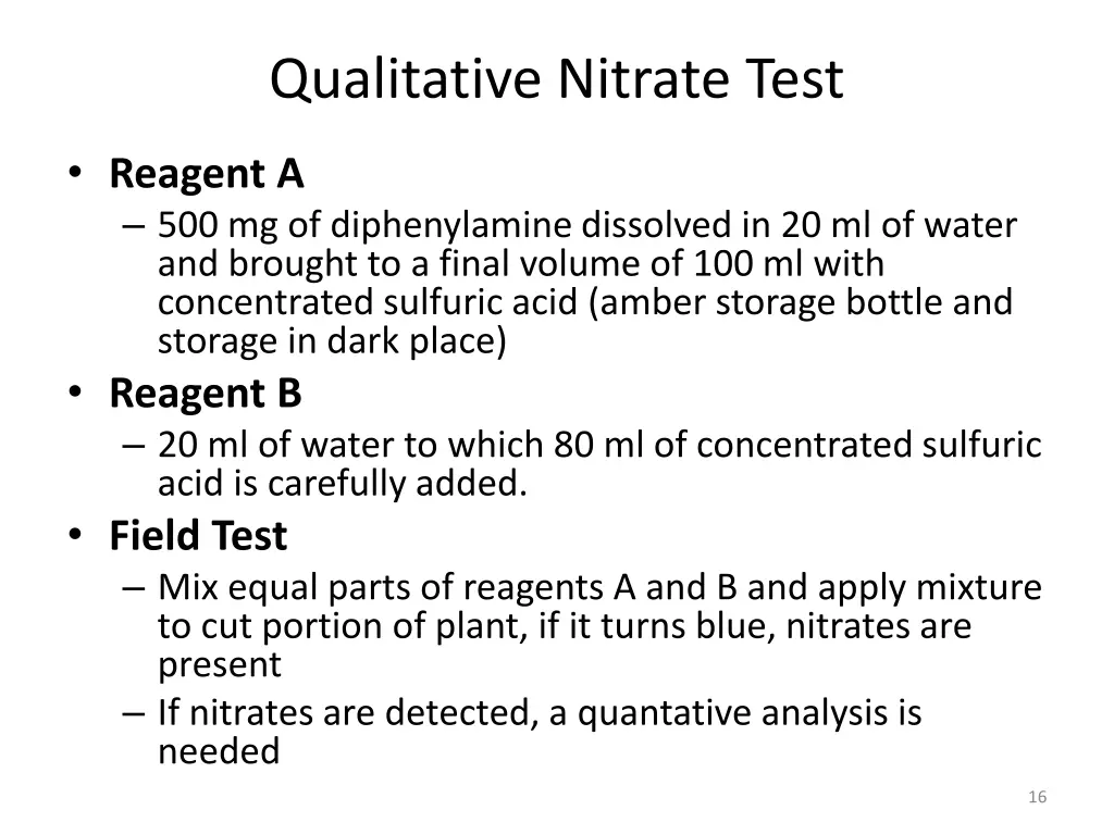 qualitative nitrate test