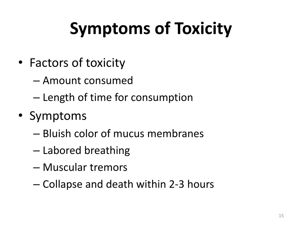 symptoms of toxicity