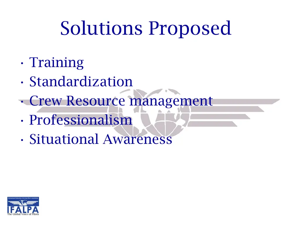 solutions proposed