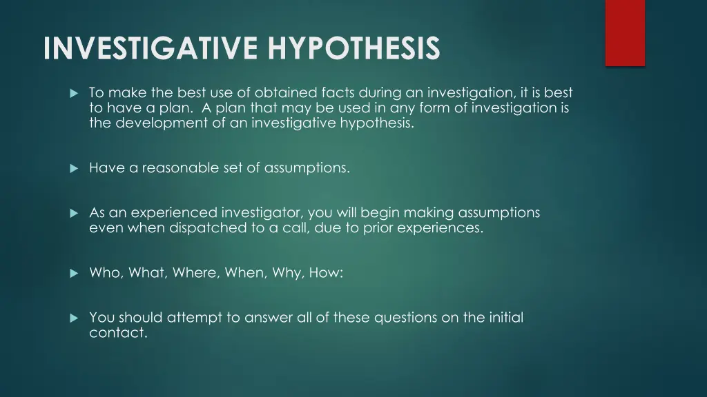 investigative hypothesis