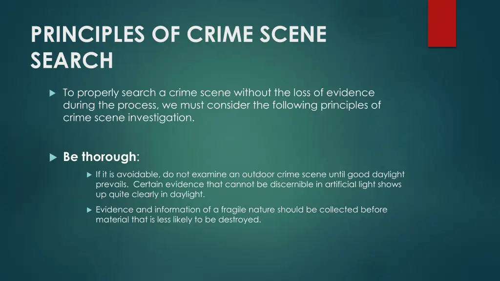 principles of crime scene search