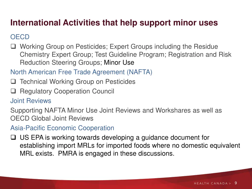 international activities that help support minor 1