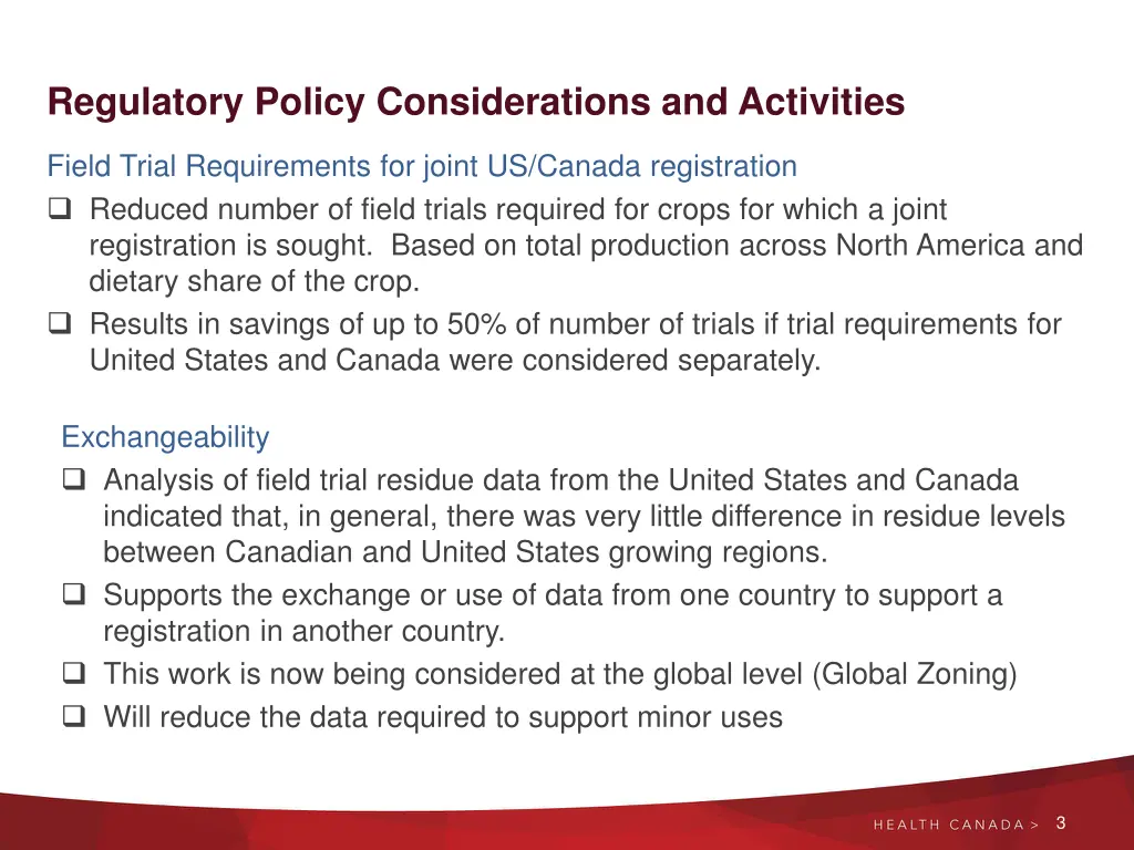 regulatory policy considerations and activities