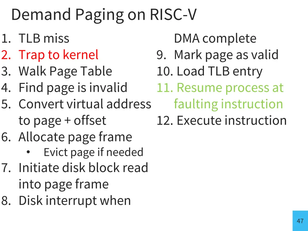 demand paging on risc v 1 tlb miss 2 trap
