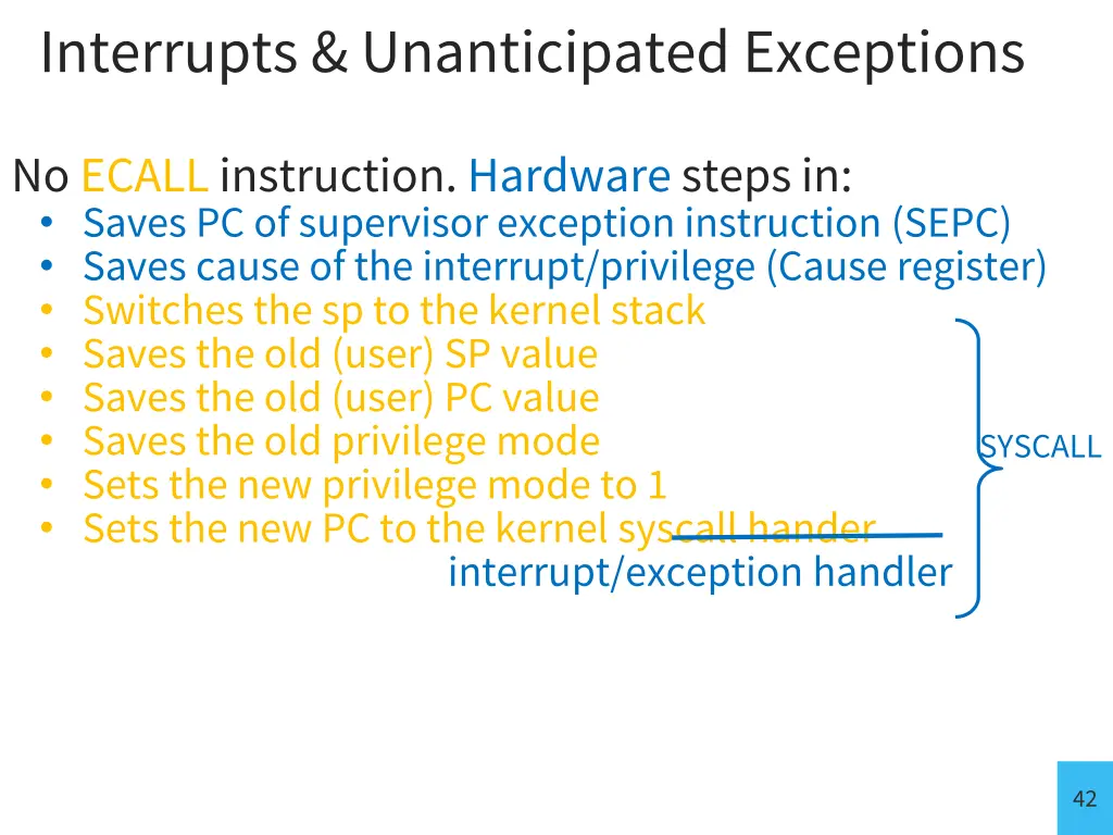 interrupts unanticipated exceptions