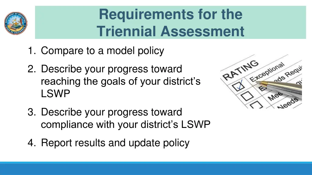 requirements for the triennial assessment