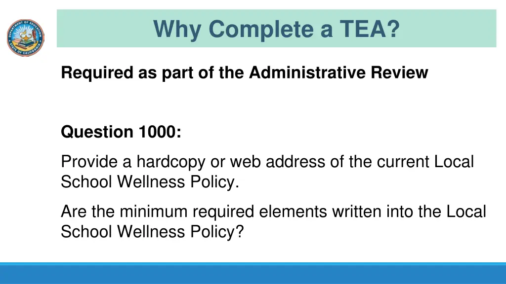 why complete a tea 1