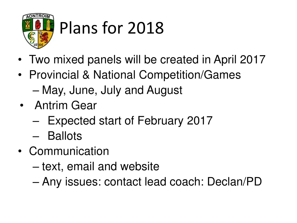 plans for 2018 1