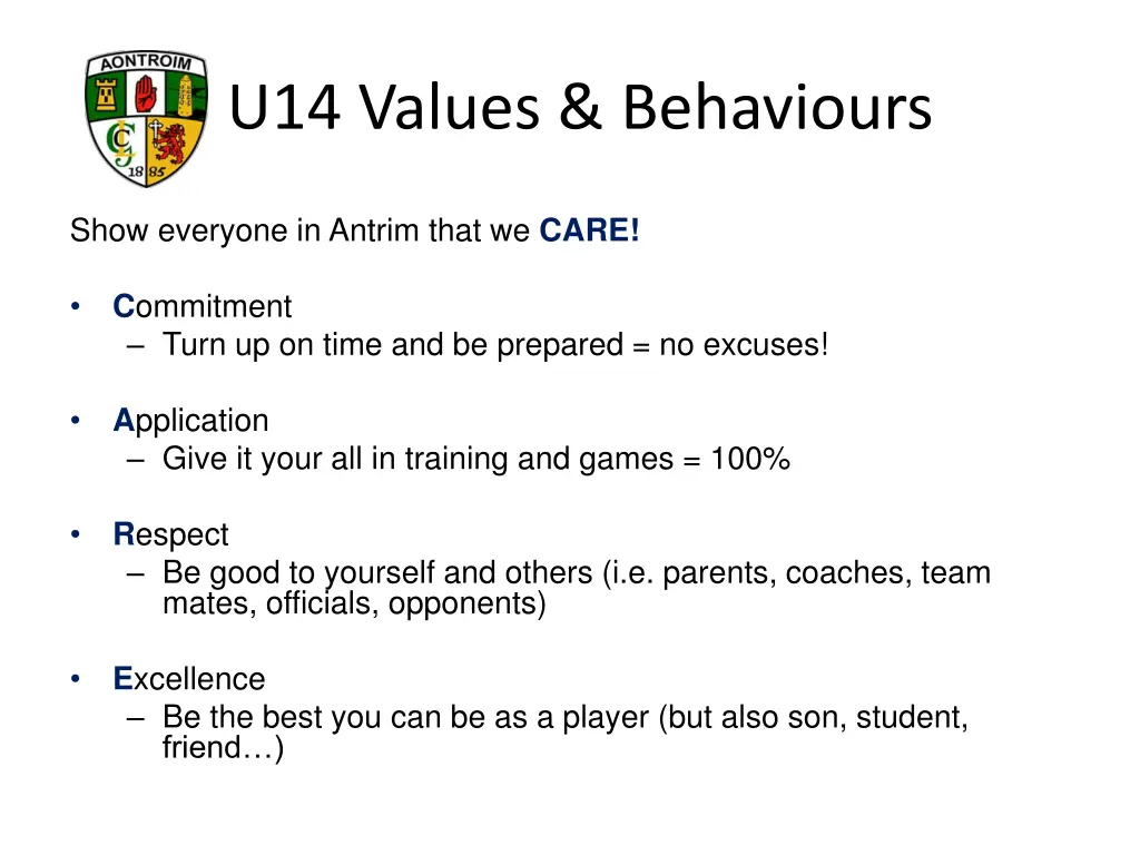 u14 values behaviours