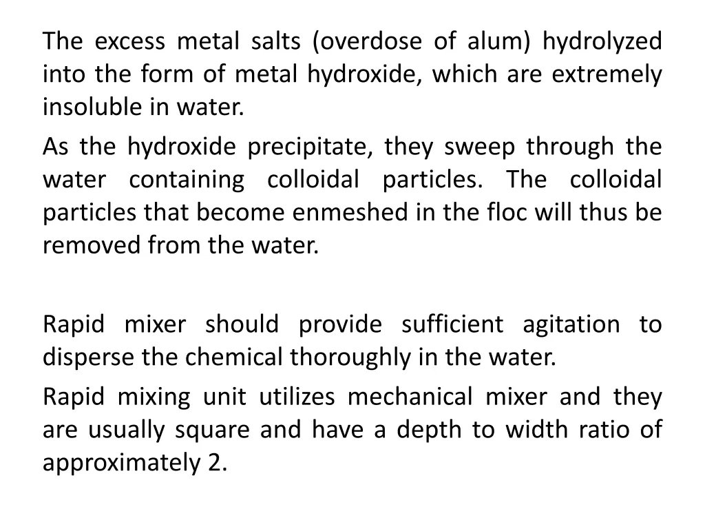 the excess metal salts overdose of alum