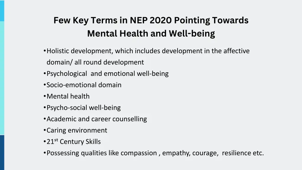 few key terms in nep 2020 pointing towards mental