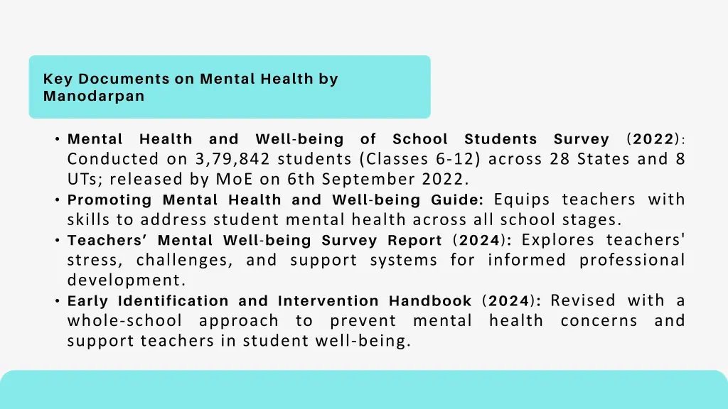 key documents on mental health by manodarpan