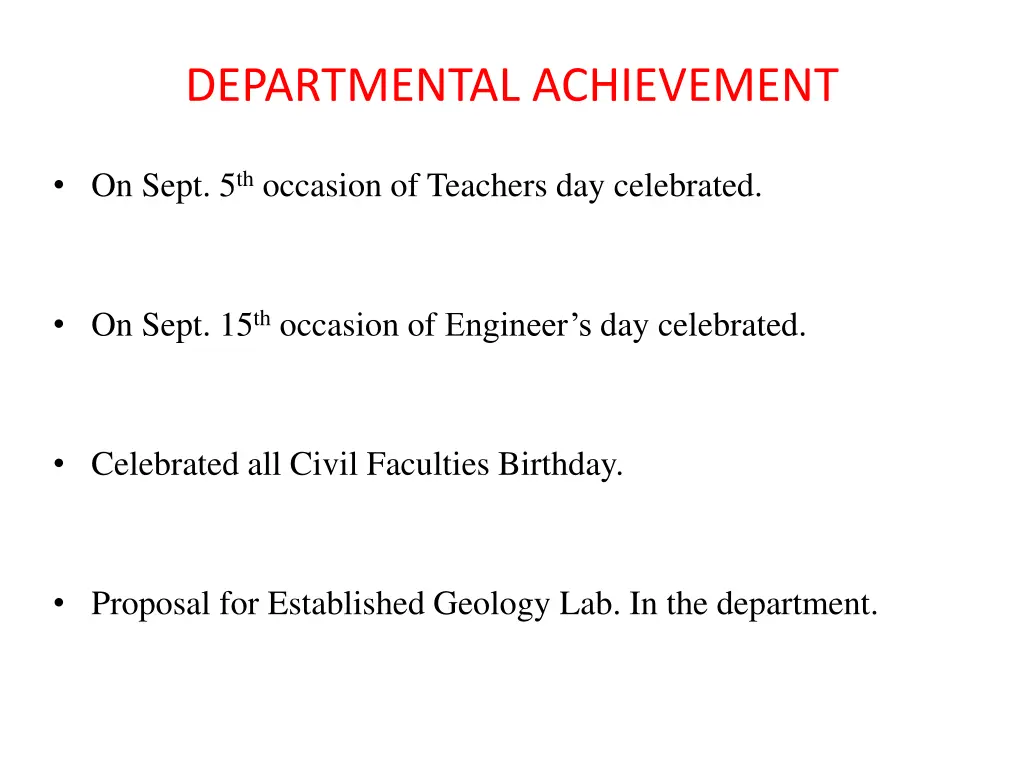 departmental achievement