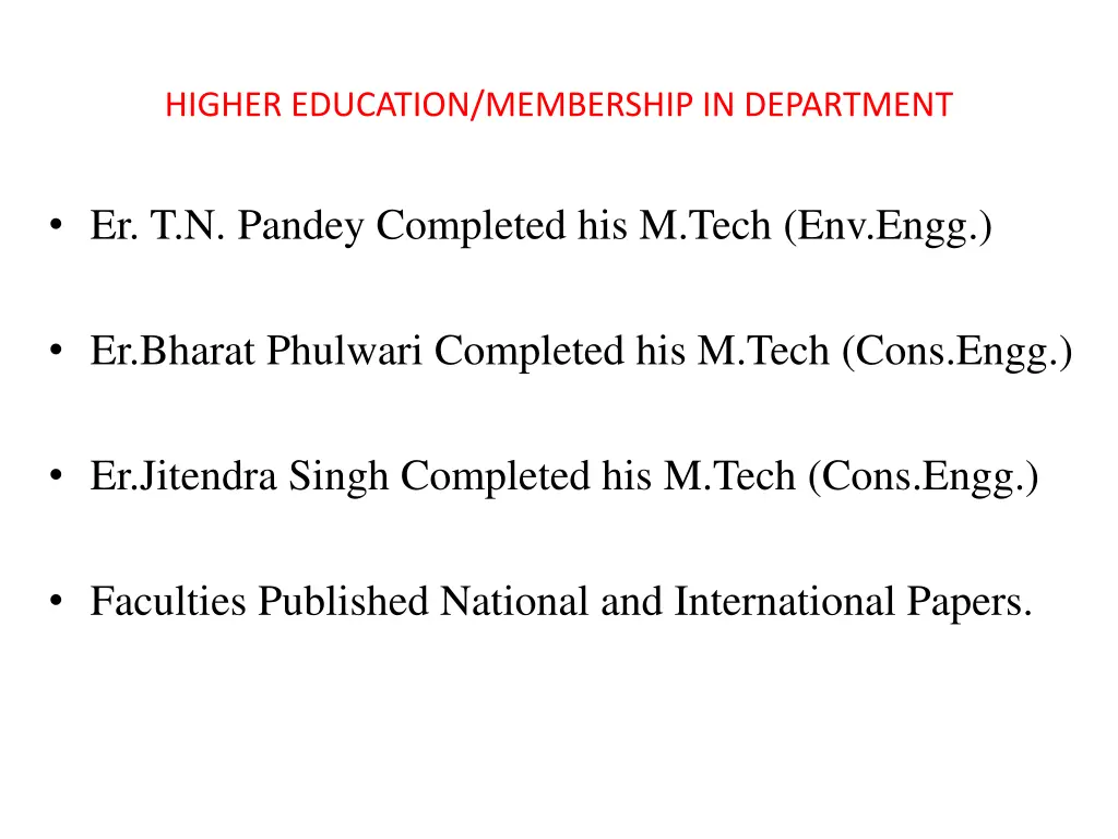 higher education membership in department