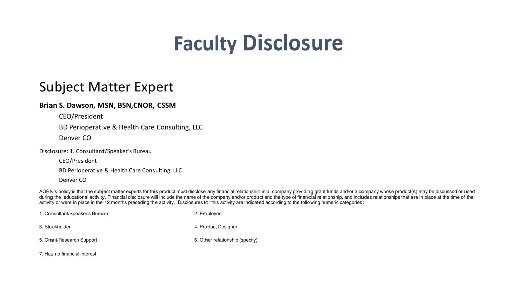 faculty disclosure 1