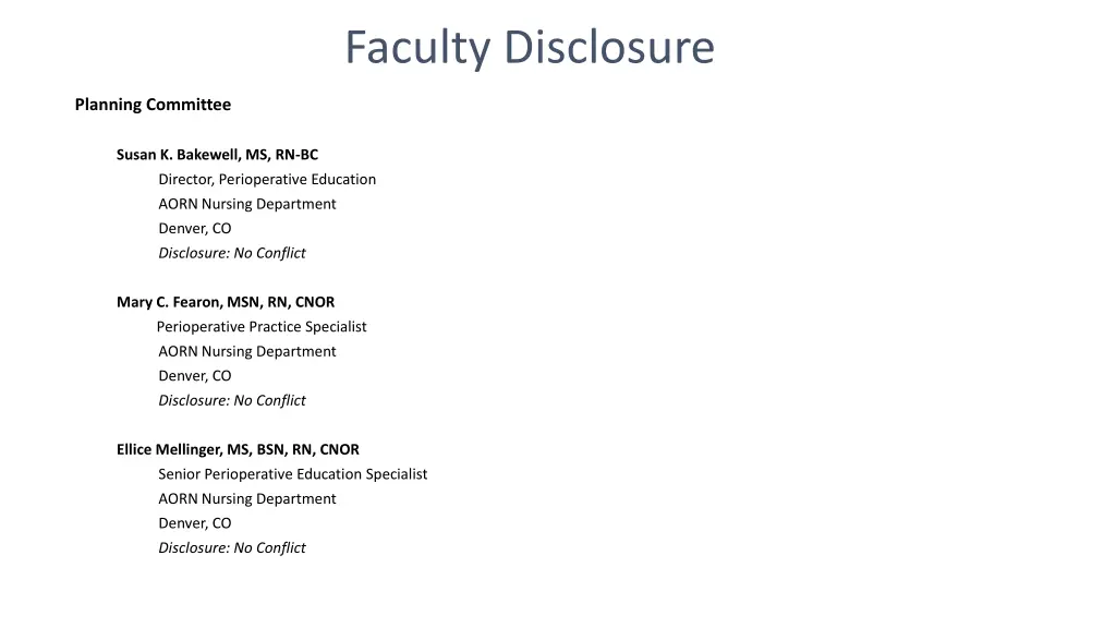 faculty disclosure
