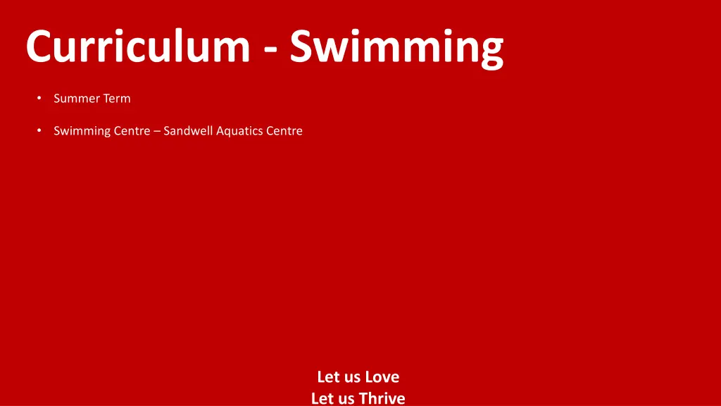 curriculum swimming