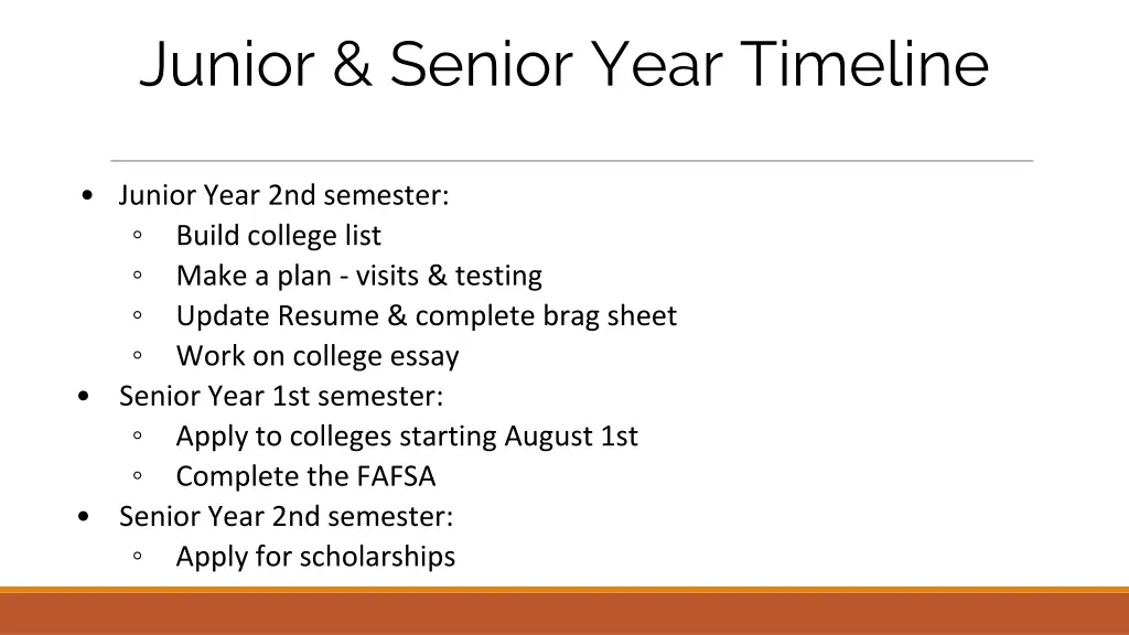 junior senior year timeline