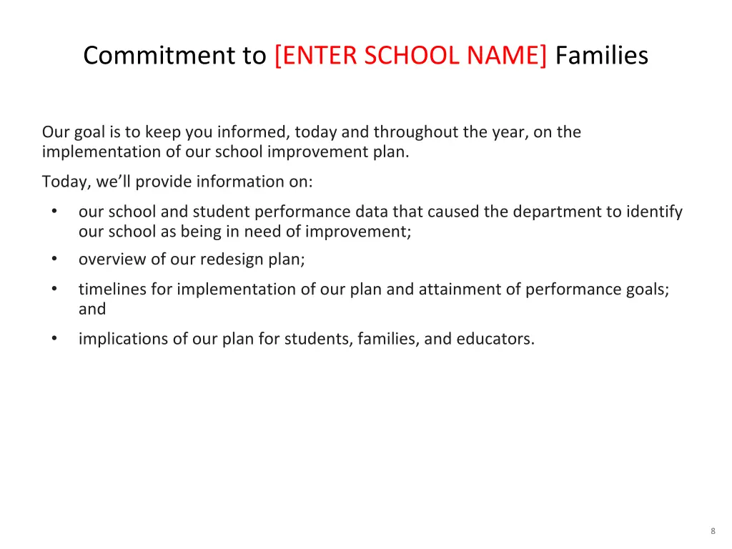 commitment to enter school name families