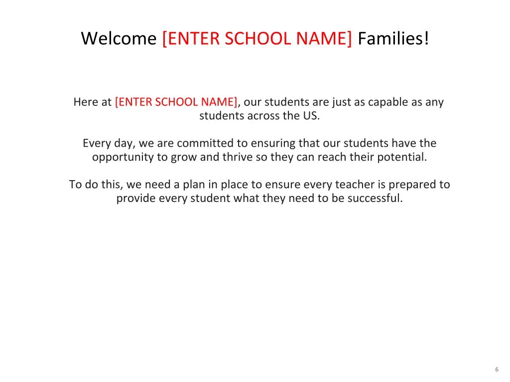welcome enter school name families