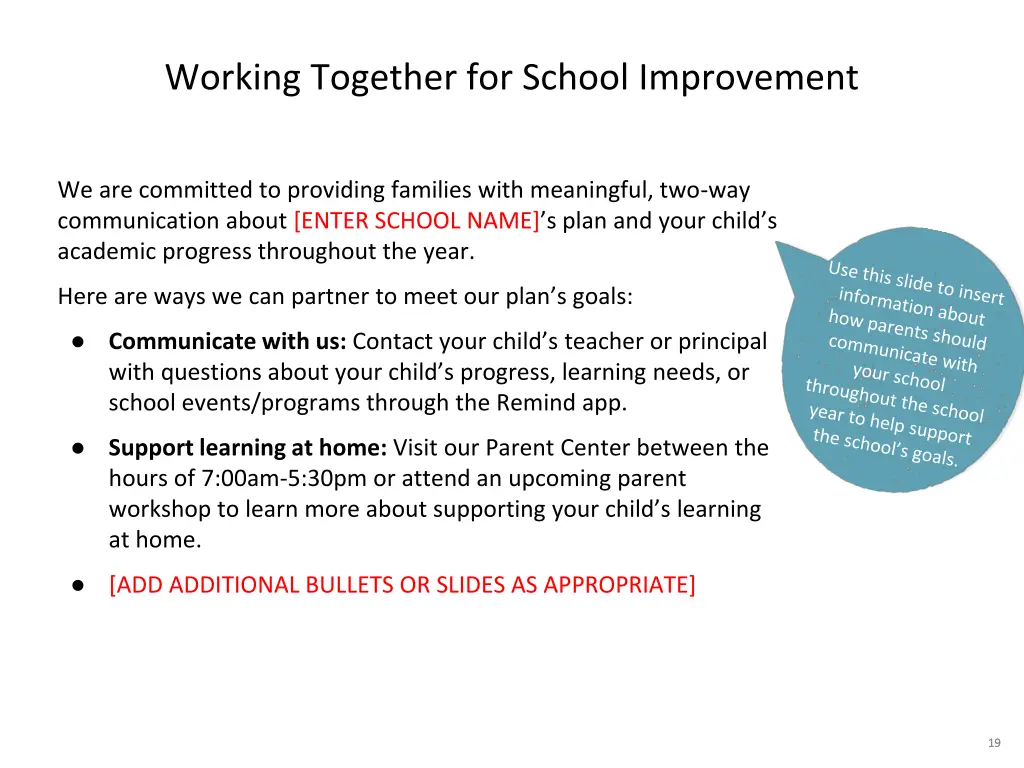 working together for school improvement