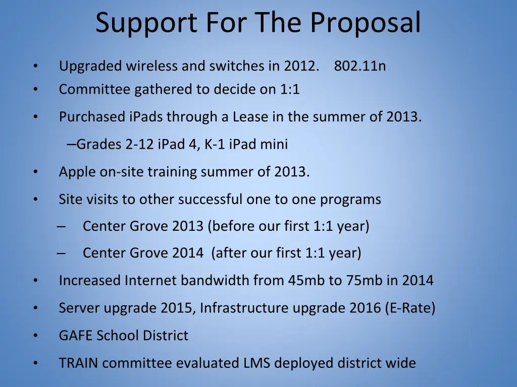 support for the proposal