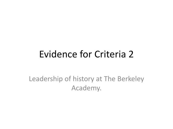 evidence for criteria 2