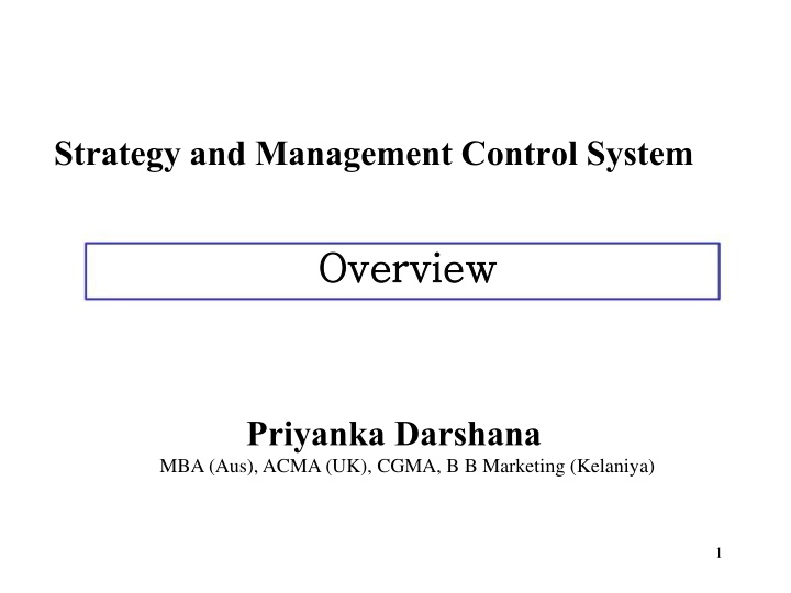 strategy and management control system