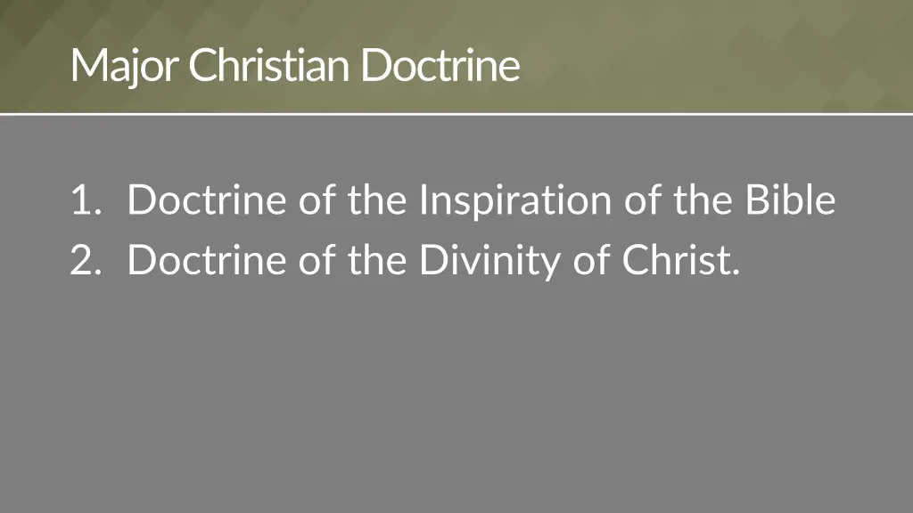 major christian doctrine