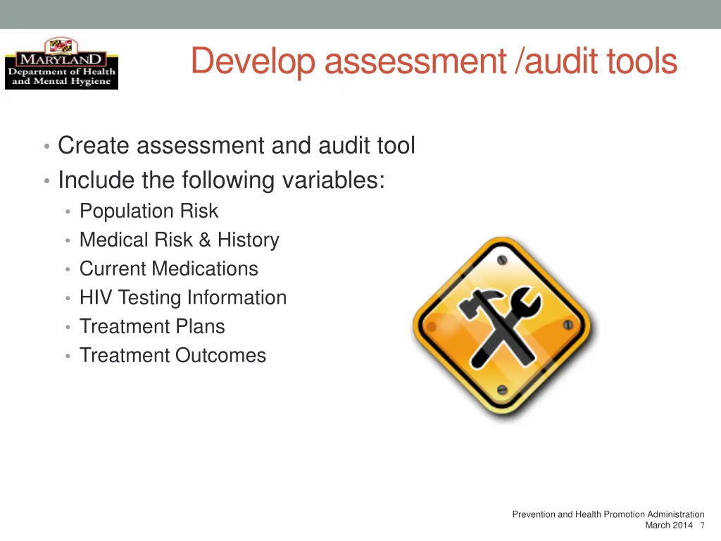 develop assessment audit tools
