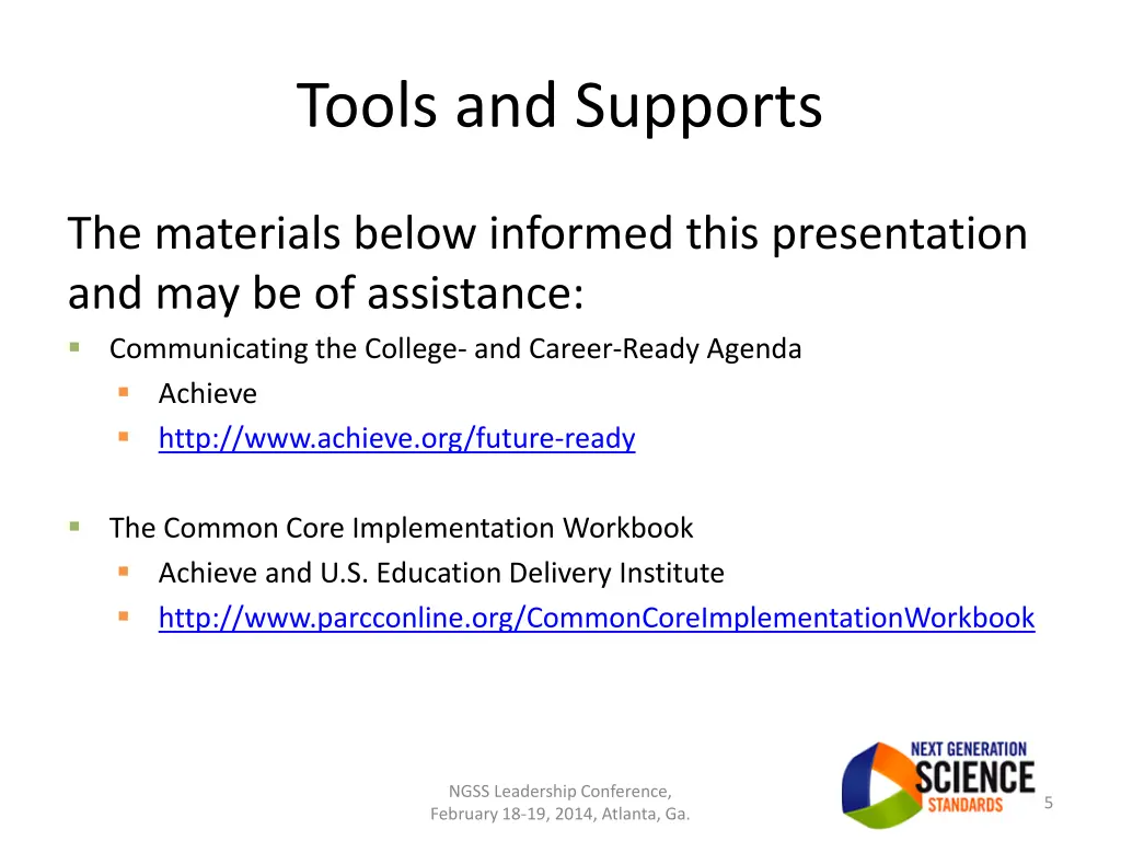 tools and supports