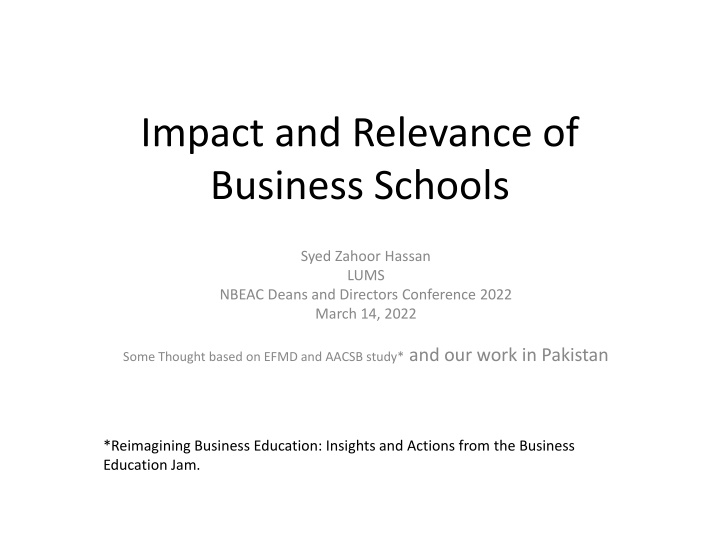 impact and relevance of business schools