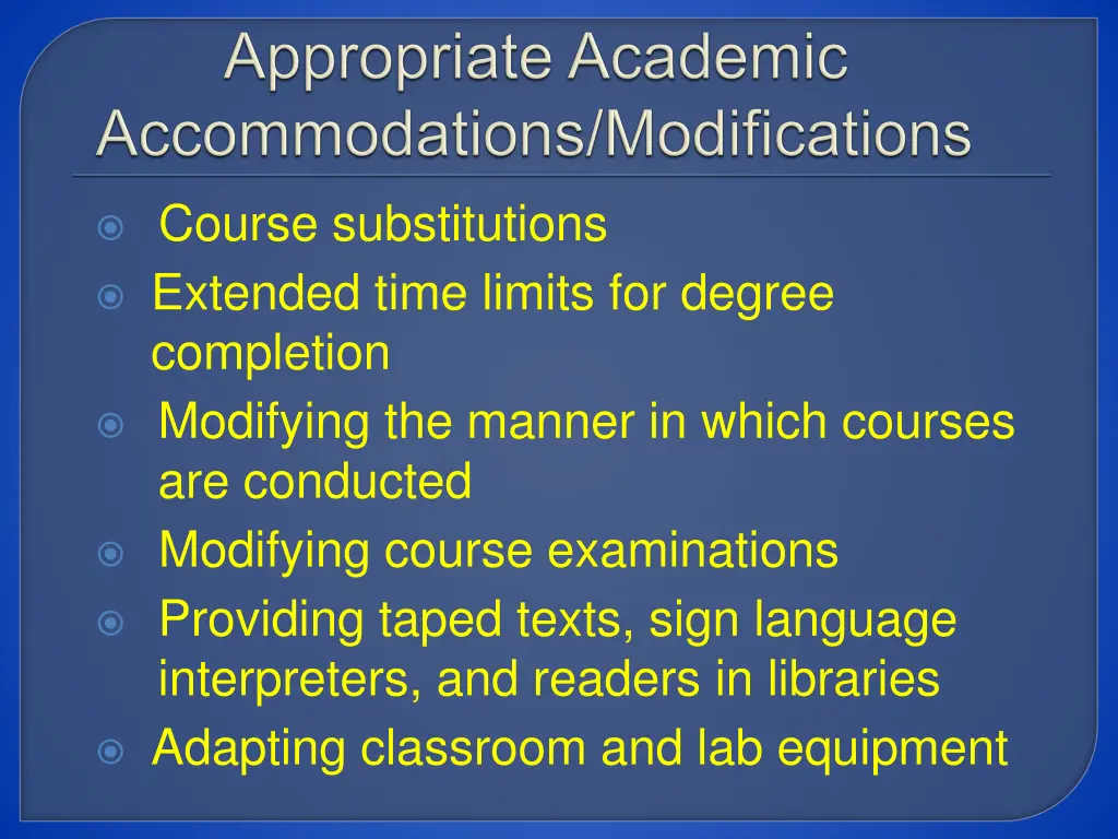 course substitutions extended time limits