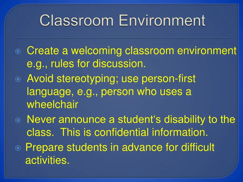 create a welcoming classroom environment