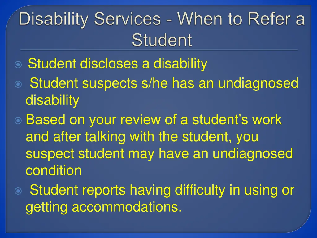 student discloses a disability student suspects