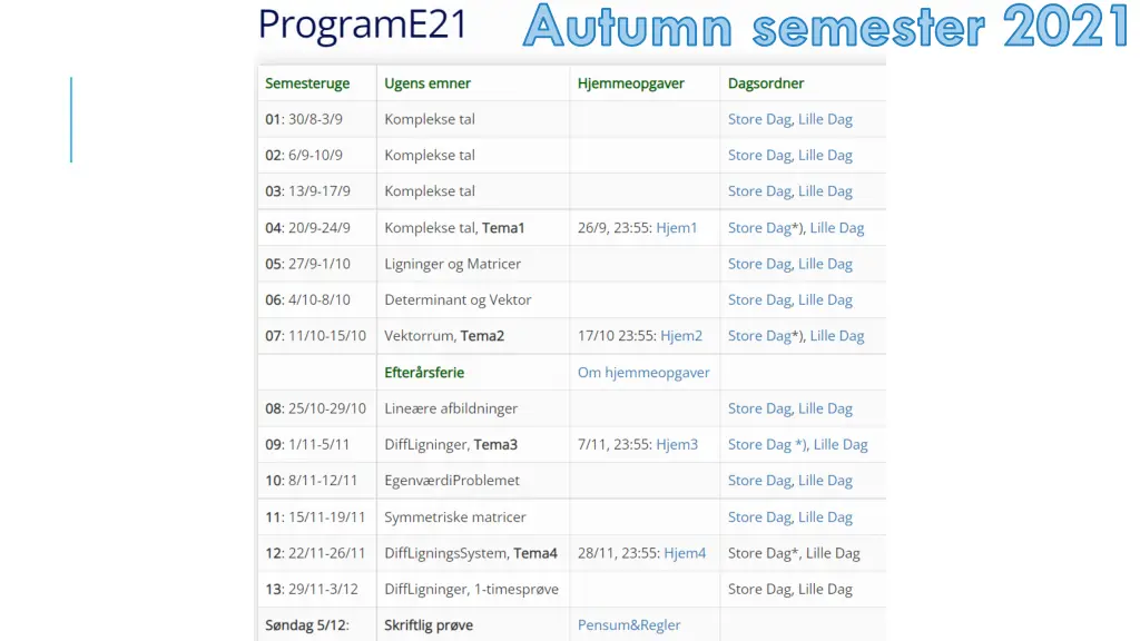 autumn semester 2021