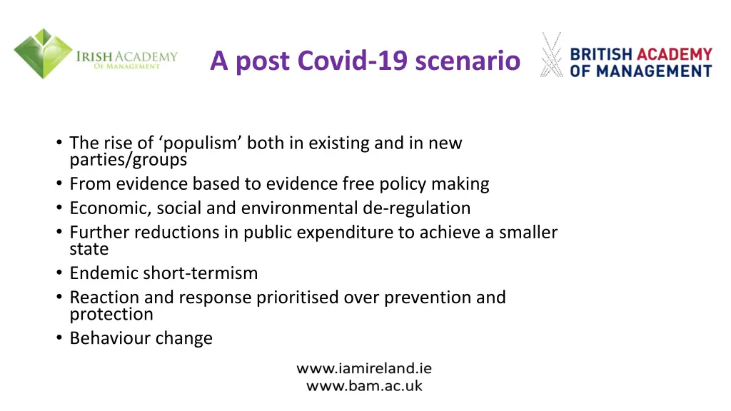a post covid 19 scenario