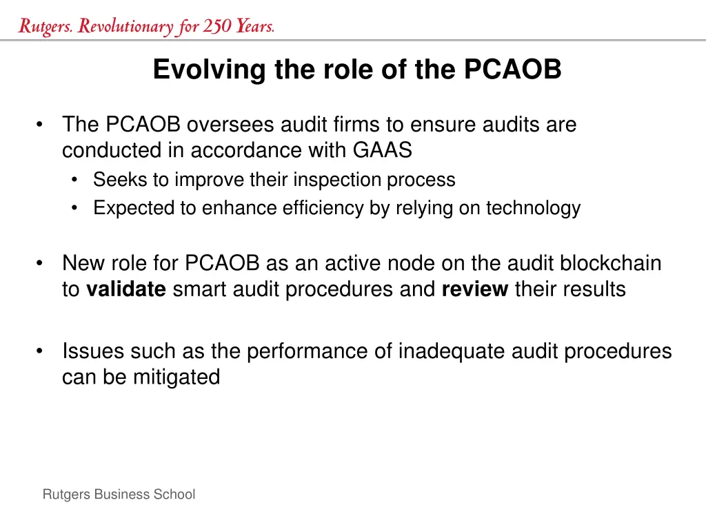 evolving the role of the pcaob