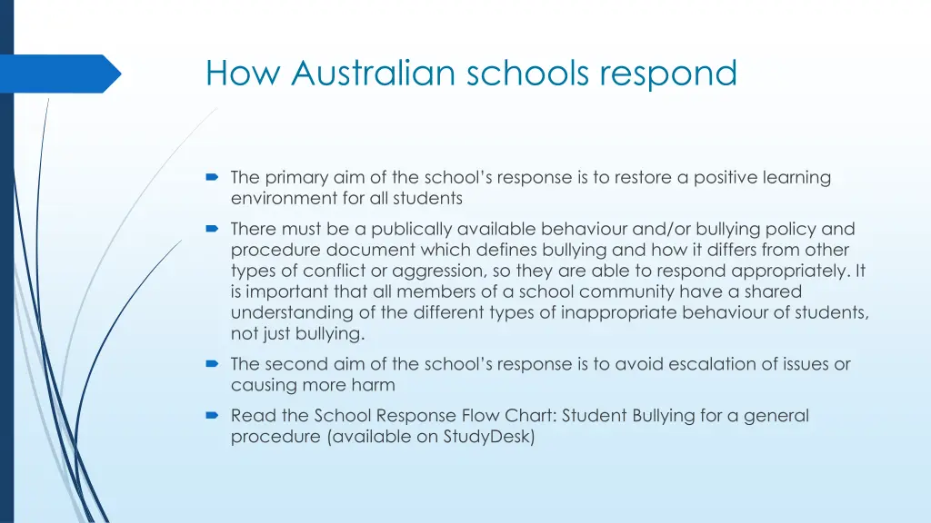 how australian schools respond