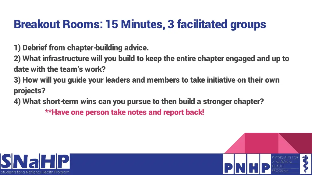 breakout rooms 15 minutes 3 facilitated groups 1