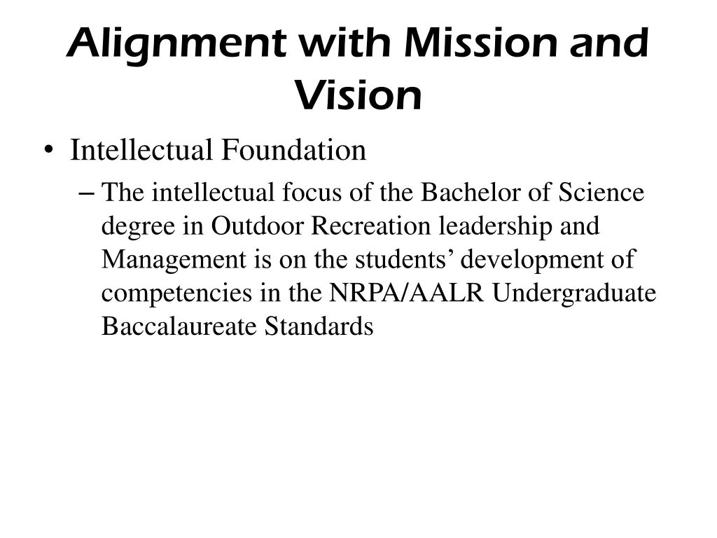 alignment with mission and vision intellectual