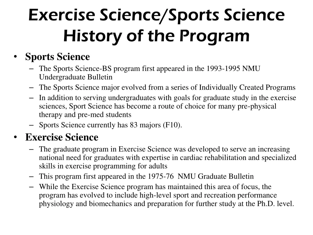 exercise science sports science history