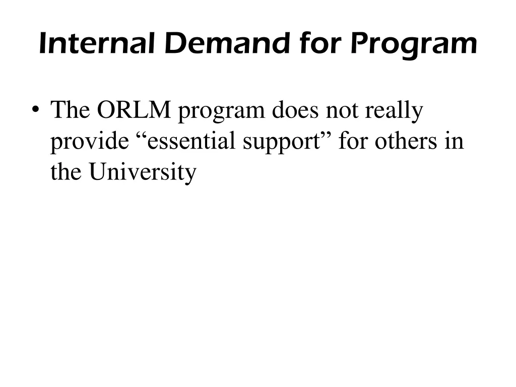 internal demand for program