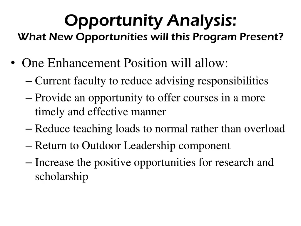 opportunity analysis what new opportunities will