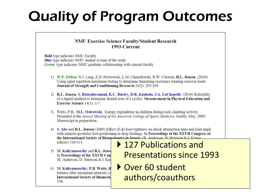 quality of program outcomes