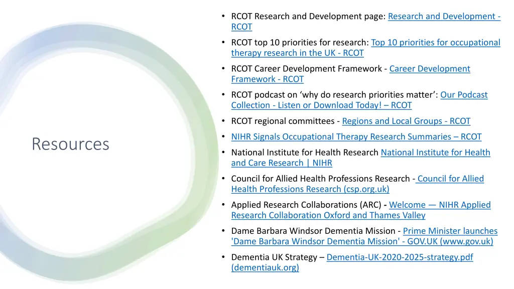 rcot research and development page research