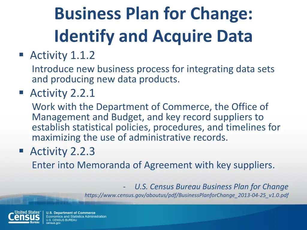 business plan for change identify and acquire