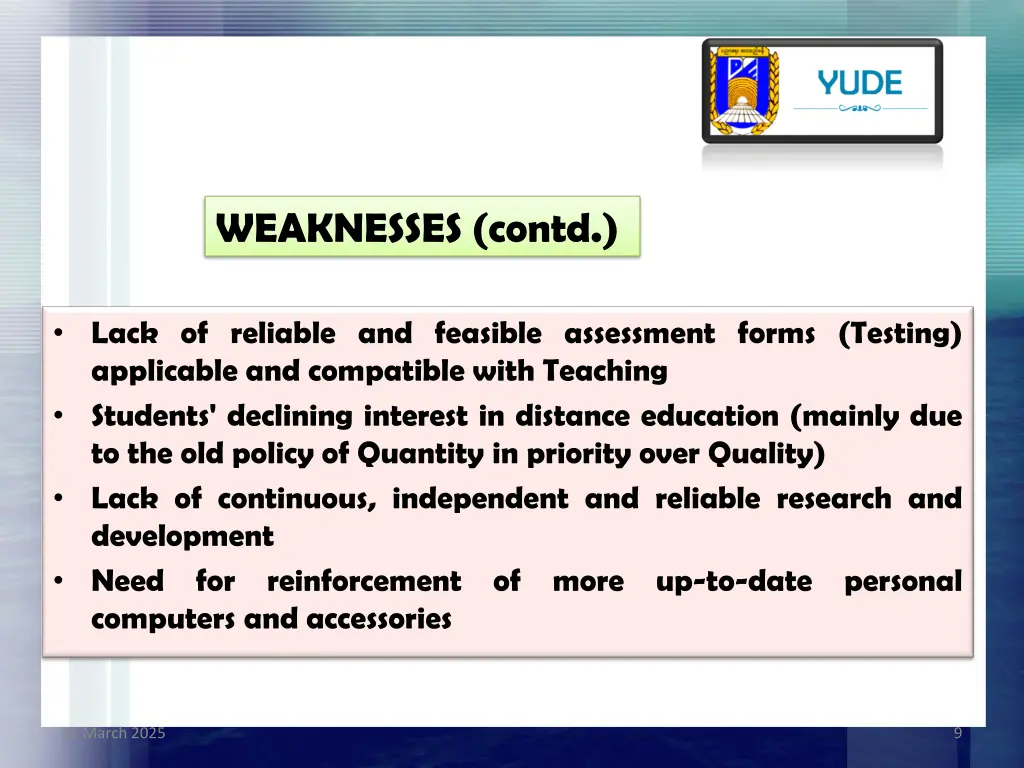 weaknesses contd